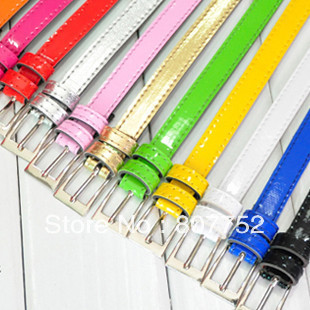 Women's Cute Candy color PU leather Thin Belt