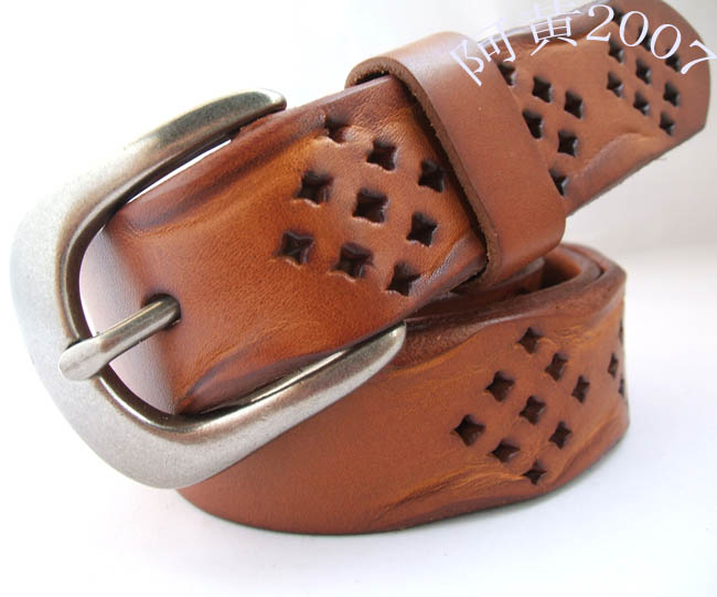 Women's cutout genuine leather belt women's all-match fashion strap Women denim short waist of trousers belt
