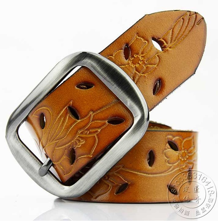 Women's cutout genuine leather casual women's strap female cowhide belt