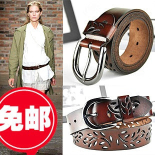 Women's cutout genuine leather casual women's strap female cowhide belt (BL007)