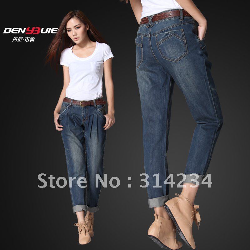 Women's denim harem pants loose trousers autumn new arrival plus size trousers 26 TO 32 free shipping