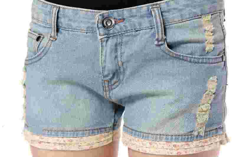 Women's Denim Shorts Slim Denim Shorts Hole In Small Floral Shorts Free Freight (No. SLA148)