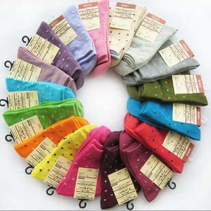 Women's Dot Pattern Combed Cotton Ventilation Socks,20 Pair/Lot+Free shipping