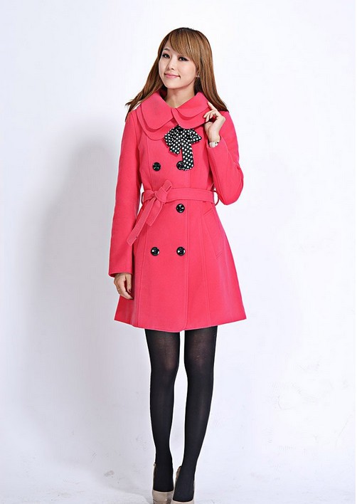 Women's Double Breasted Trench Coat Winter Wool Blended Coat Long Jacket Overcoat Size M/L/XL/XXL