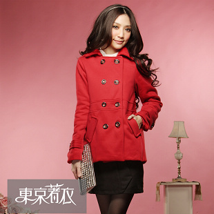 Women's double masklike buckle thick cotton-padded coat 0022998