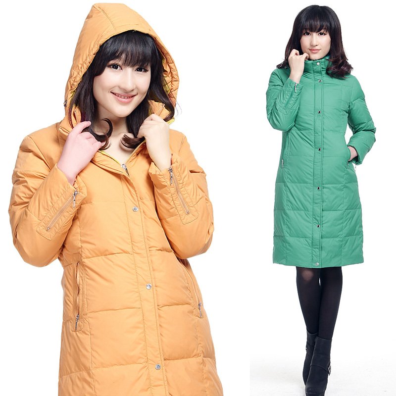 Women's down coat female winter Women down coat medium-long green