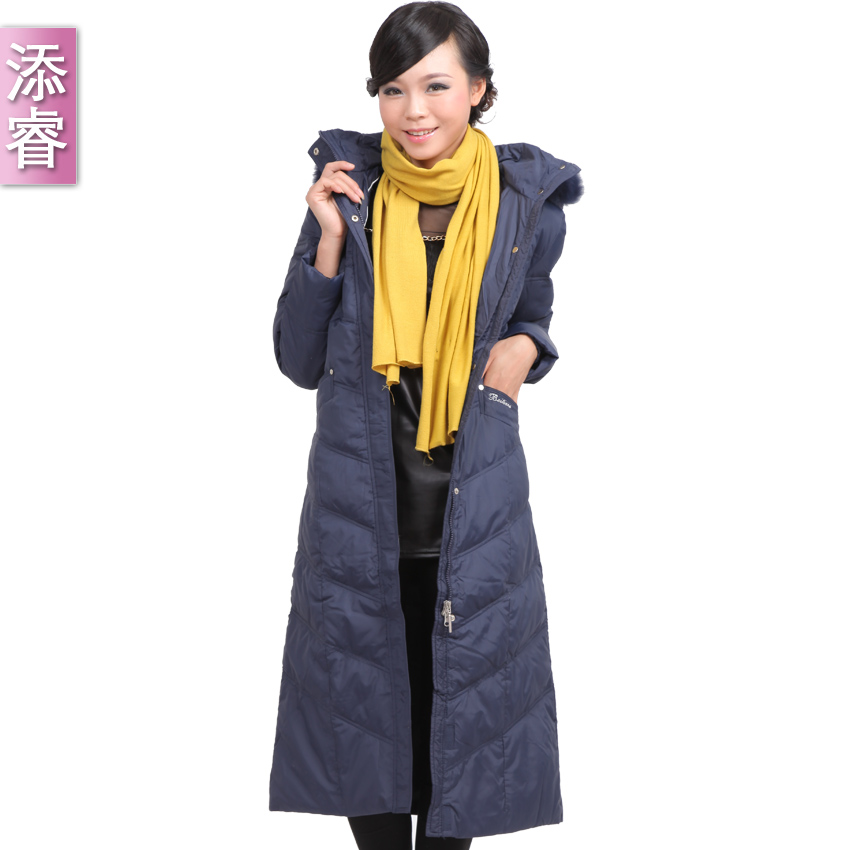 Women's down coat ultra long thin thermal down coat female