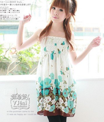Women's Dress one-piece dress braces skirt georgette Chiffon thin suspender skirt 11070413 Free Shipping