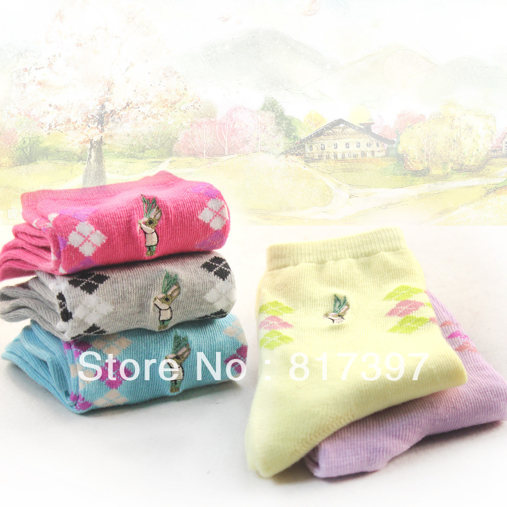 Women's  embroidery cotton Socks for autumn and winter candy color socks