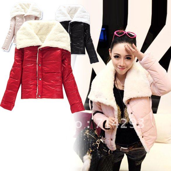 Women's Fashion Big Lapel Winter Warmer Lammy Coat Jacket Outwear Hot 3 Colors free shipping 7747