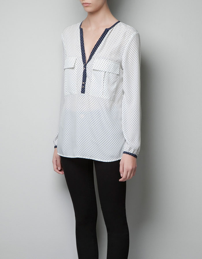 Women's Fashion Blouse,Long sleeve V neck Chiffon Shirt Small Dot Elegant Casual Slim Brand Design,Free Shipping