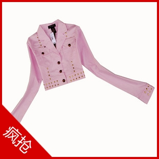 Women's fashion casual rivet short design outerwear plus size clothing f415