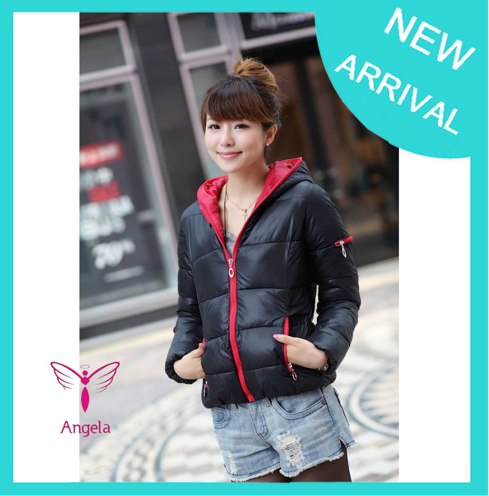 Women's Fashion Cotton Down Jacket Hooded Zipper Outware Warm Winter Coat Clothes Free Shipping Wholesale WJ-002