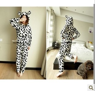Women's fashion d320 cow thermal at home service coral fleece sleep set female