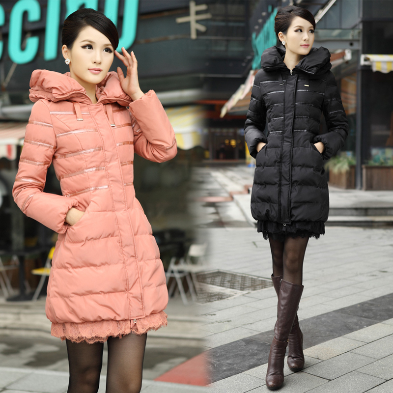 Women's fashion down coat for winter; Slim medium-long women's down coat; Free shipping!