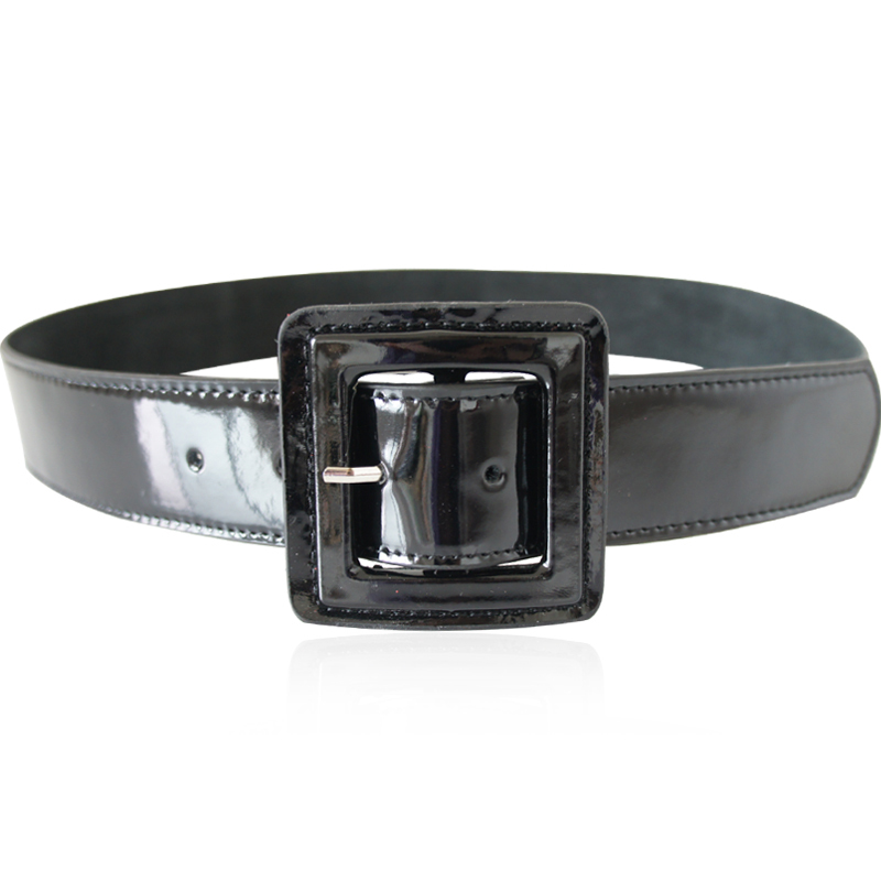 Women's fashion genuine leather side buckle decoration wide belt japanned leather strap Women w321