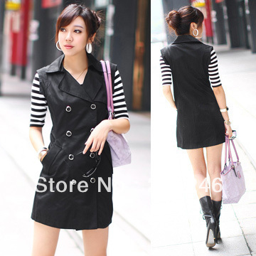 Women's fashion OL outfit slim sleeveless trench a13421