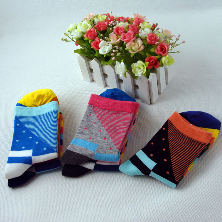Women's fashion patchwork stripe dot cartoon cotton socks women's puzzle socks