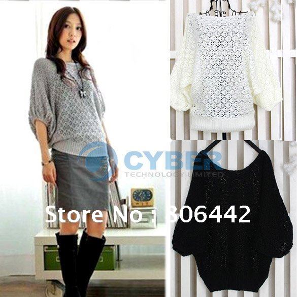 Women's Fashion Round Neck Knitting Cardigan Sweater 3Colors Free Shipping 7087