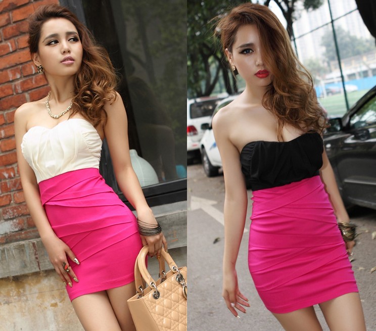 women's fashion sexy skirt tube top dress tube top dress slim chiffon one-piece dress