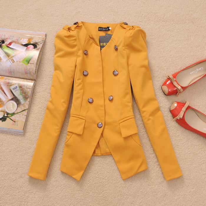 Women's fashion shoulder pads elegant slim double breasted all-match outerwear 8808 (WC026)