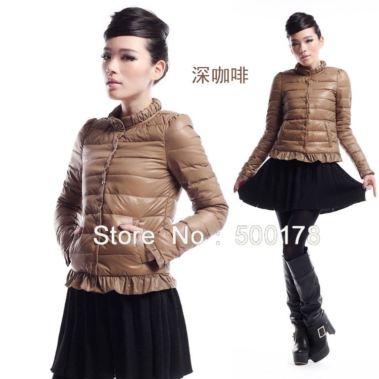 Women's fashion spring warm duck down coat ladies' short style slim light thin down jacket bright color single- breasterAC504