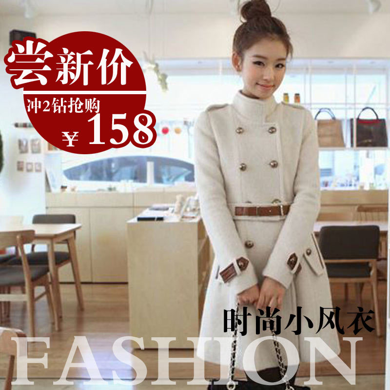 Women's fashion star style woolen overcoat trench female double breasted female woolen outerwear
