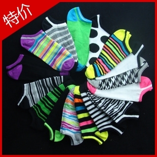 Women's Fashion Stripe Socks female slippers invisible shallow mouth slippers low female socks