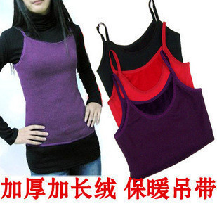 Women's fashion tight elastic thickening plus velvet thermal spaghetti strap vest thermal underwear female vest