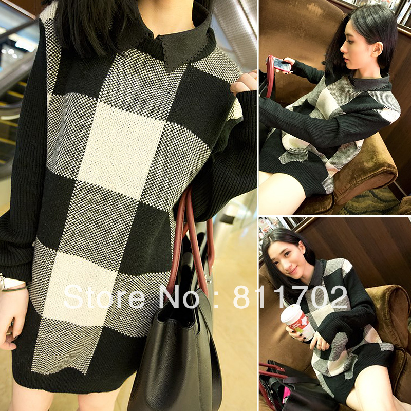 Women's fashion to restore ancient ways lattice wool sweater long loose sweaters,Free delivery
