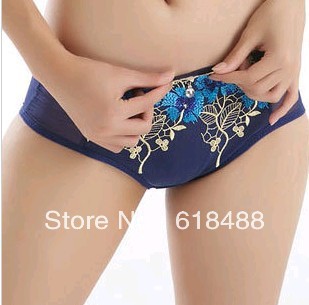 Women's fashion transparent breathable trigonometric peony embroidery panties k1271