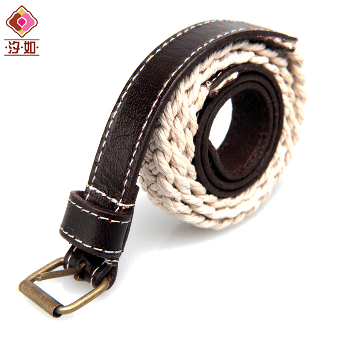 Women's first layer of cowhide strap genuine leather knitted thick decoration fashion tieclasps waist of trousers belt