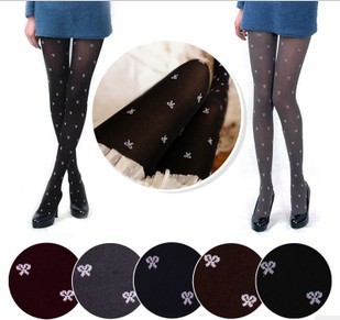 Women's Full Length Velvet Bow Stockings Pantyhose Stocking Leggings Tights Panty-hose Hosiery