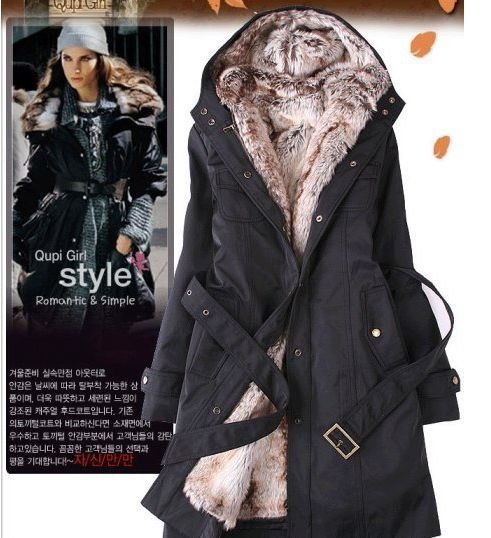 Women's Fur Coats Faux fur lining winter warm long coat jacket clothes wholesale Free Shipping  A1003