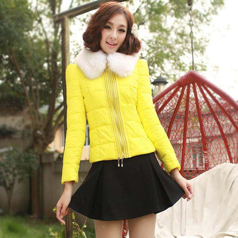 Women's fur collar white short design wadded jacket thickening plus size thermal winter cotton-padded coat cotton-padded jacket