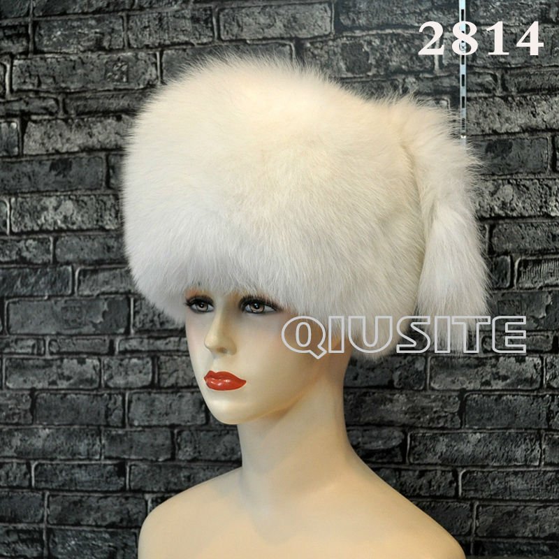 women's fur hat  fashion women's lady's white fox fur hat fox fur hat