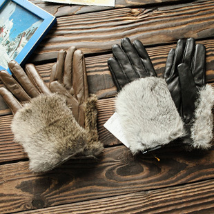 Women's fur sheepskin rabbit fur genuine leather gloves full women's gloves autumn and winter women's winter thermal