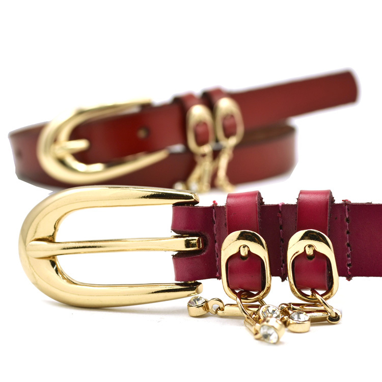 Women's Genuine Leather  Belt Diamond Charm  Rose Belt Female Buckle Tie clasps