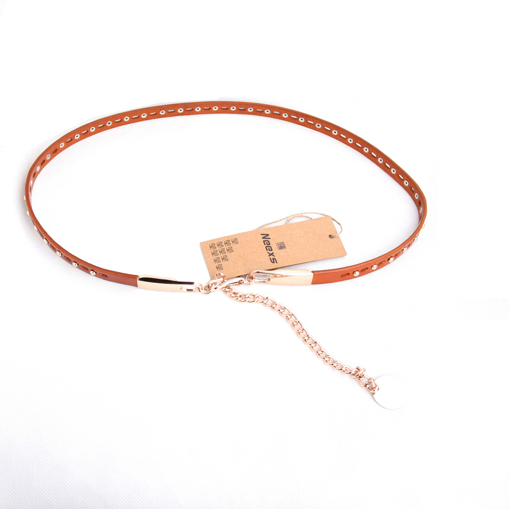 Women's genuine leather belt first layer of cowhide strap rivet decoration fashion all-match belly chain accessories