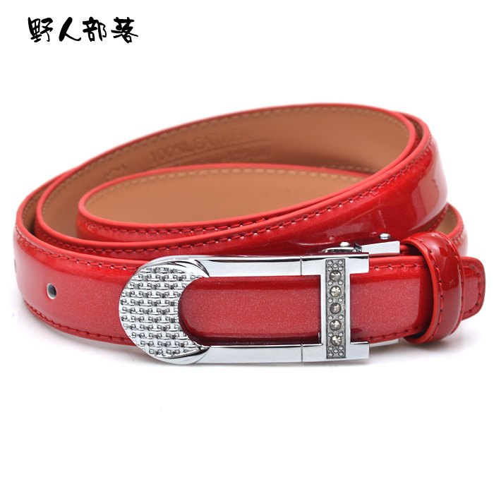 Women's genuine leather belt japanned leather strap diamond agings casual commercial thin belt 5646