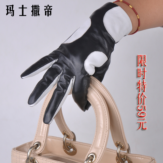 Women's genuine leather fashion thermal leather gloves casual outdoor women's leather gloves white color