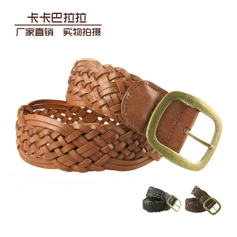 Women's genuine leather first layer of cowhide knitted all-match fashion strap belt