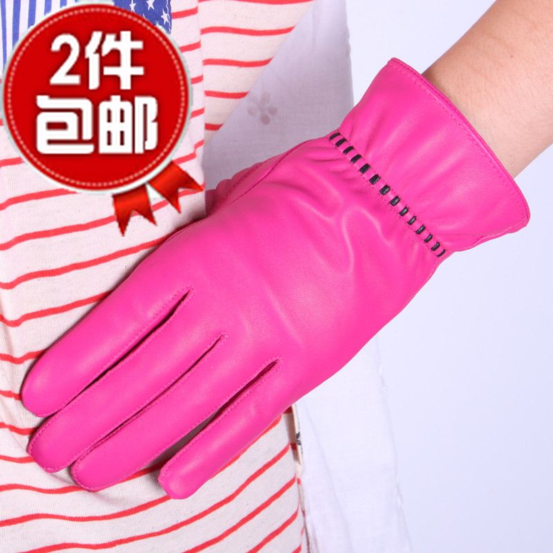 Women's genuine leather gloves female autumn and winter thickening thermal sheepskin gloves brief genuine leather sheepskin