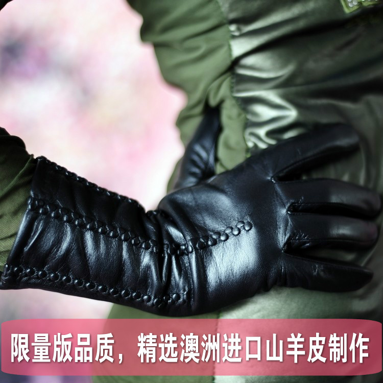 Women's genuine leather gloves medium-long women's sheepskin gloves autumn and winter thermal m18