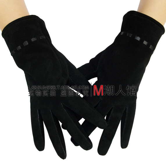 Women's genuine leather gloves pigskin plus velvet thermal cold-proof padded gloves Women winter gloves 2012