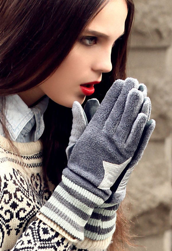 Women's genuine leather gloves winter thermal casual lengthen red gloves