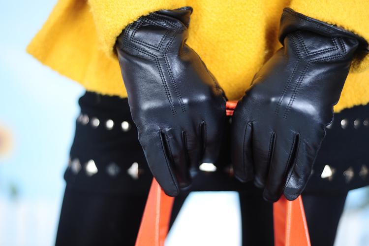 Women's genuine leather gloves women's sheepskin winter thermal
