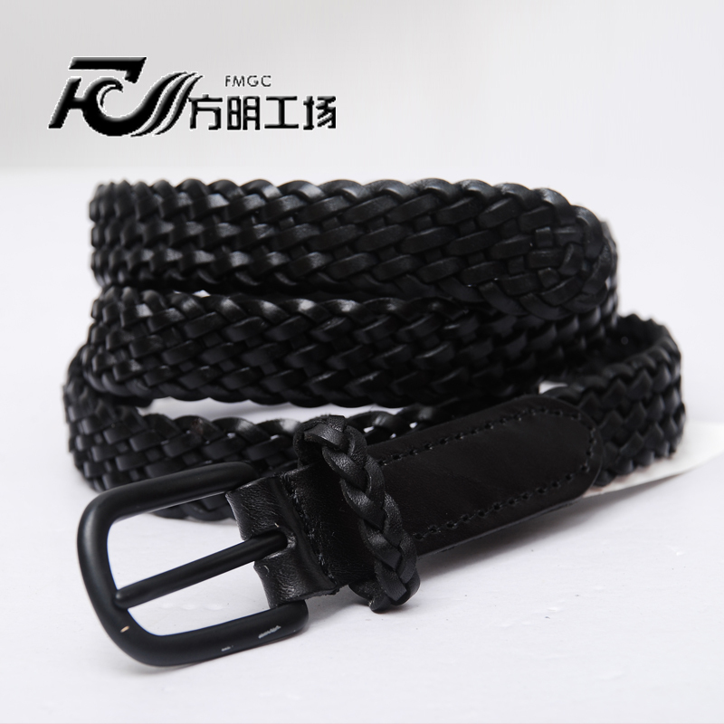 Women's genuine leather handmade knitted belt all-match fashion accessories cowhide belt black casual