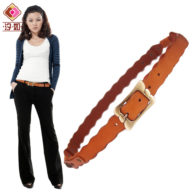 Women's genuine leather laciness belt fashion vintage rivet genuine leather waist of trousers belt