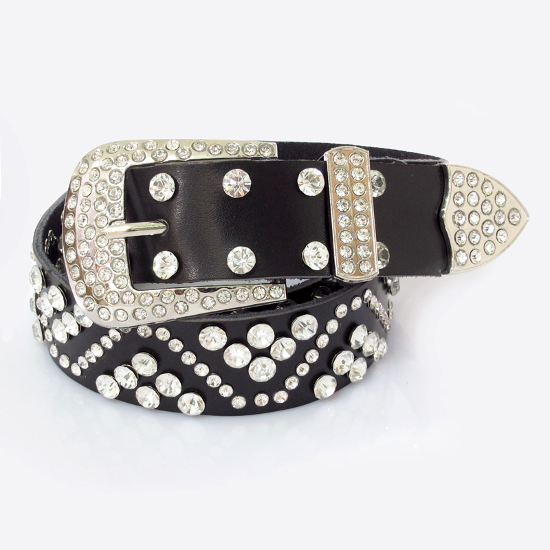 Women's genuine leather rhinestone strap fashion sweet decoration cowhide wide strap Women belt